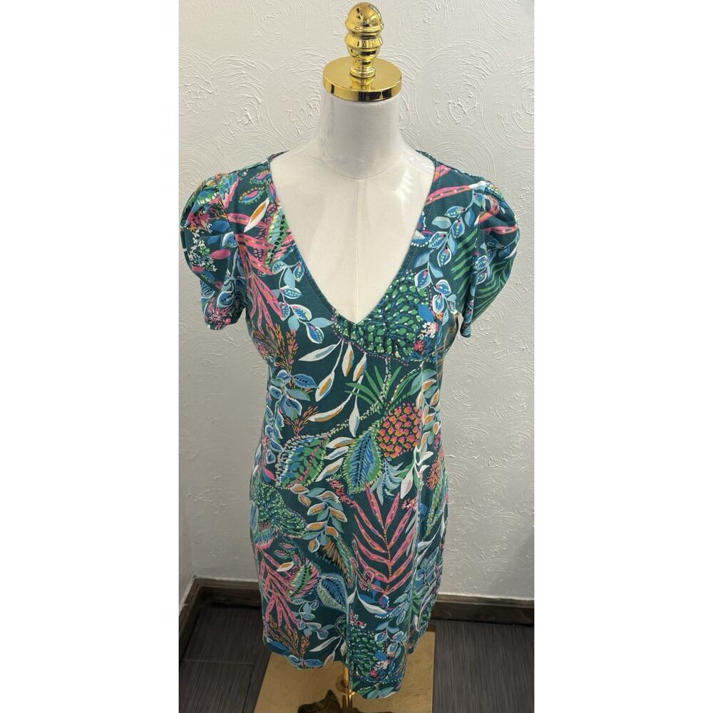 Lilly Pulitzer Aleece Tshirt Dress Multi Sunshine Jungle Size Medium Puff Sleeve